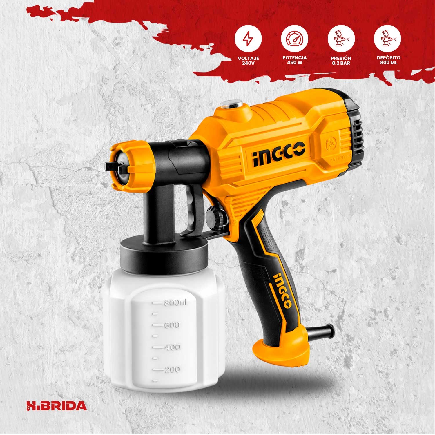 Pistola Para Pintar Eléctrica 450 W + Extensión 10 Metros — vista 3