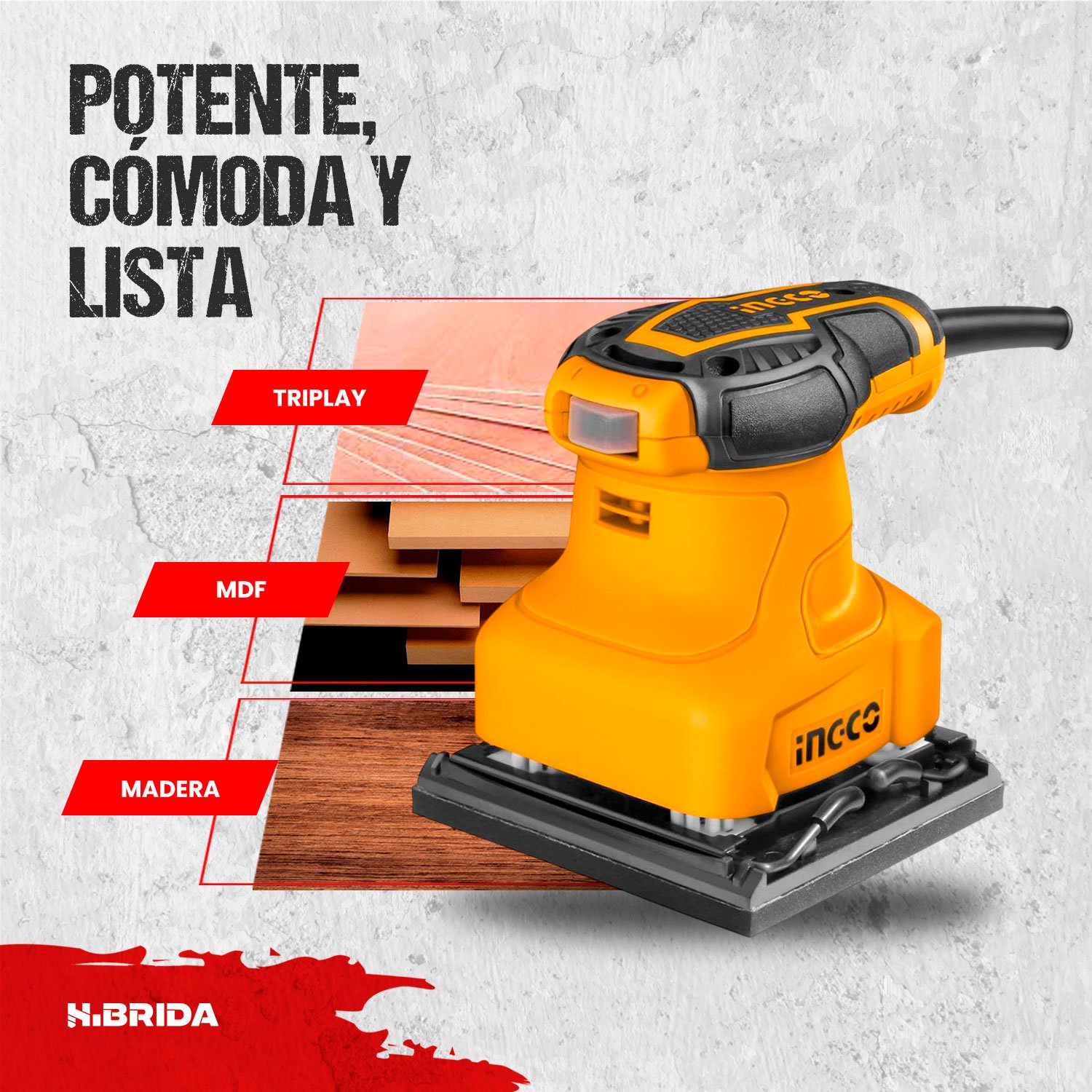 Lijadora De Pared 1050 W + Lijadora Orbital 240 W INGCO + Accs — vista 9