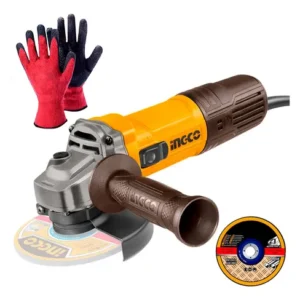 Amoladora angular 1100 W INGCO con disco de corte y guantes
