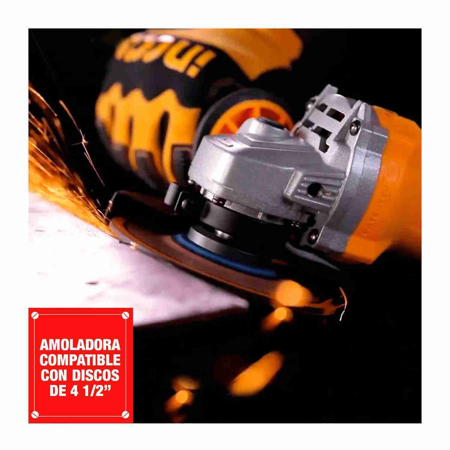 Amoladora Angular 1100w 5 Esmeril Cortadora X5 Discos Ingco - Image 3
