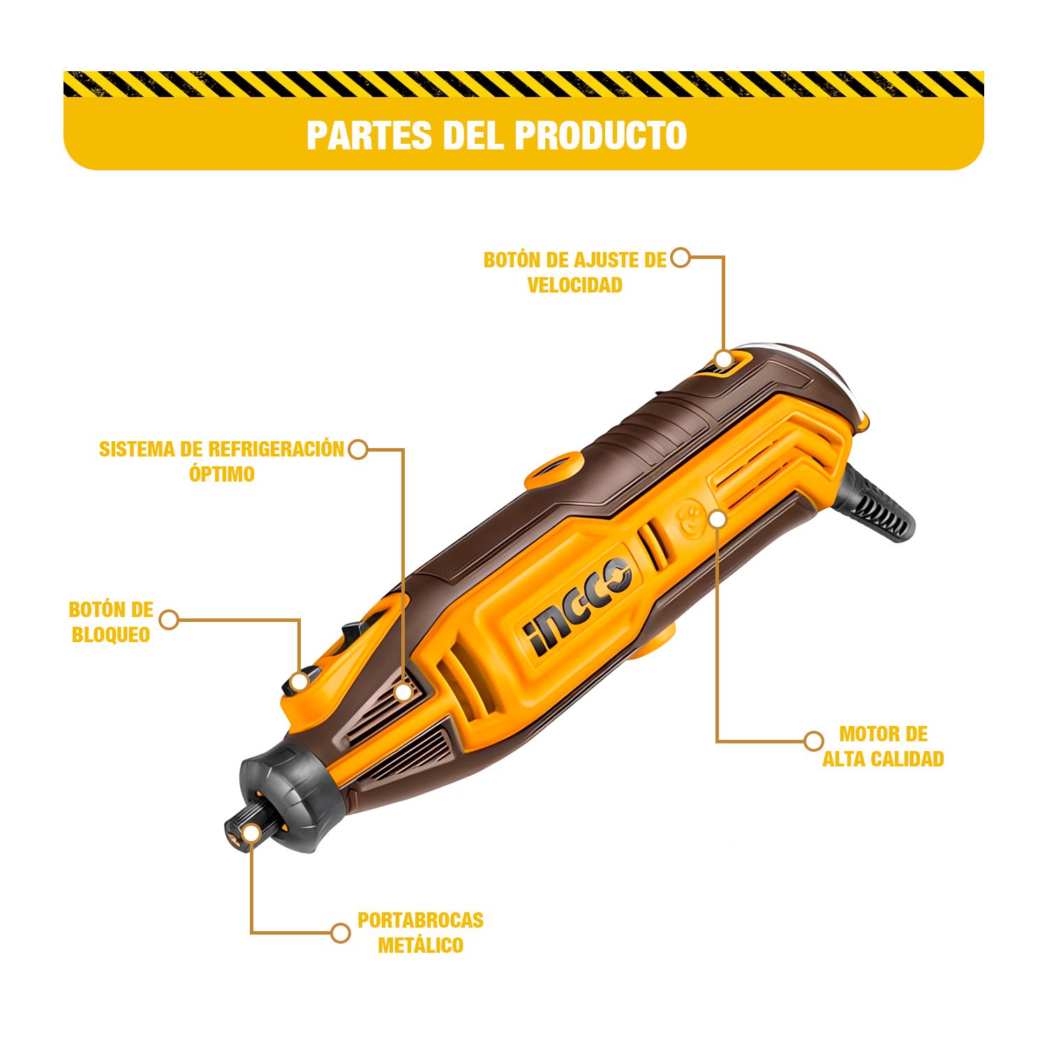 Mini Taladro 130 W Con 518 Piezas De Accesorios INGCO — vista 6