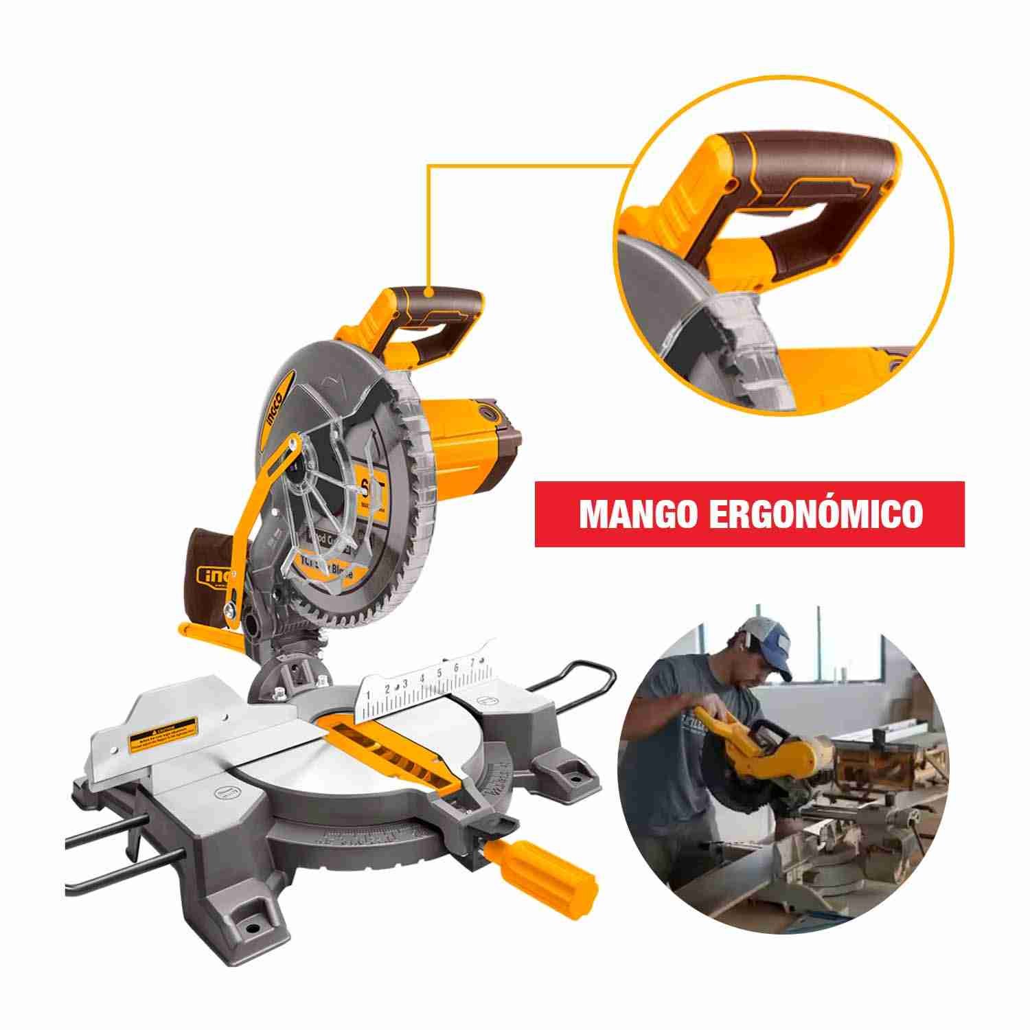 SIERRA INGLETADORA FIJA 10″ 1800W INGCO BMS18007 CORTA MADERA - Image 5