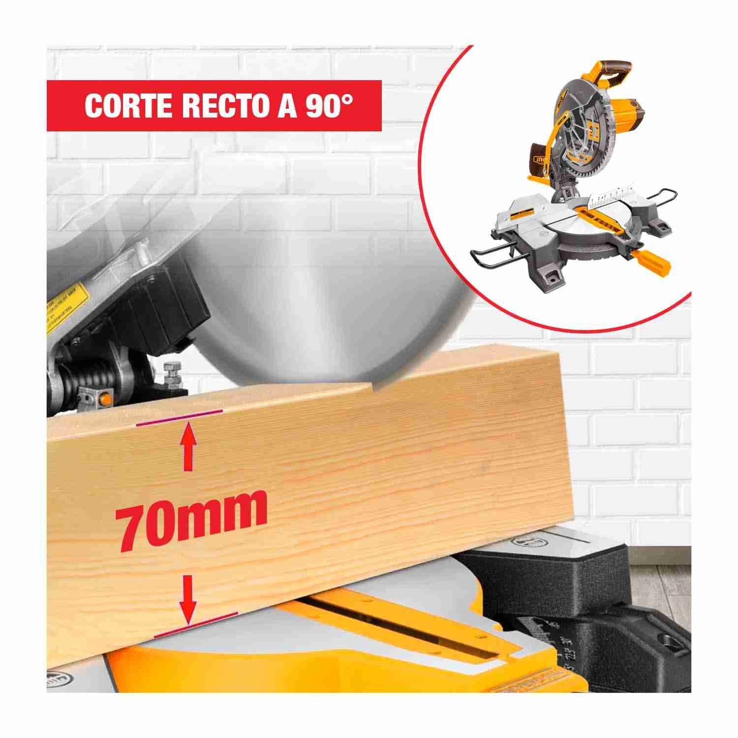 SIERRA INGLETADORA FIJA 10″ 1800W INGCO BMS18007 CORTA MADERA - Image 4