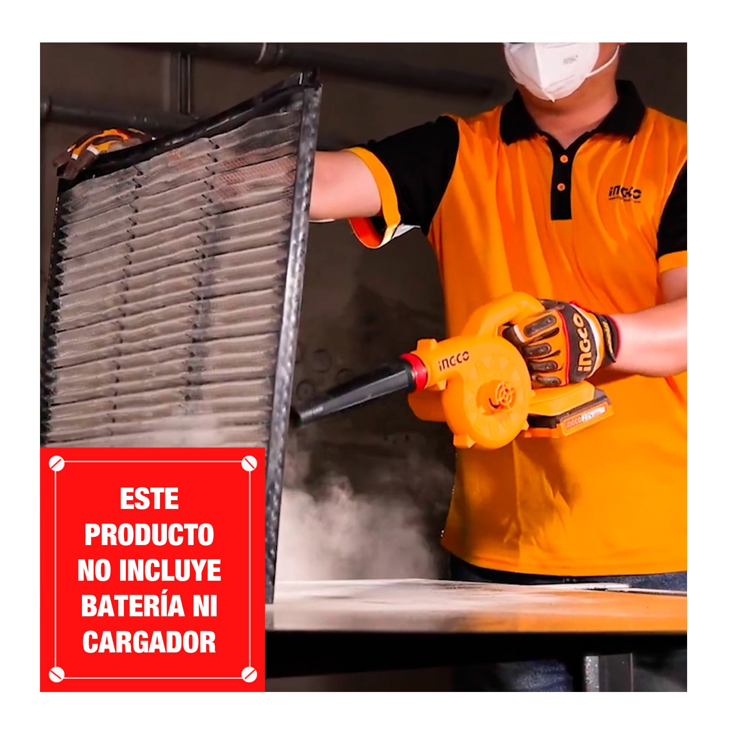 Soplador Inalámbrico 20v Para Polvo Ingco – Cabli2078 Naranja Claro - Image 2