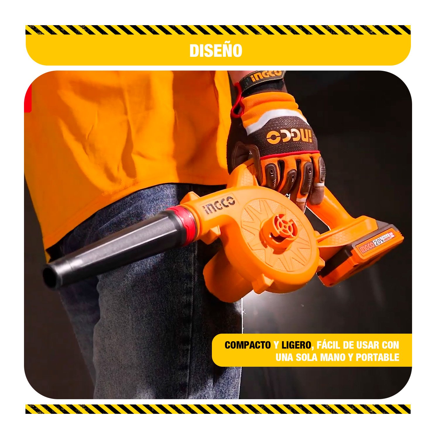 Soplador Inalámbrico 20v Para Polvo Ingco – Cabli2078 Naranja Claro - Image 6