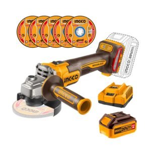 AMOLADORA BRUSHLESS INGCO 20V 900W 4 1/2» + BATERÍA 4.0AH
