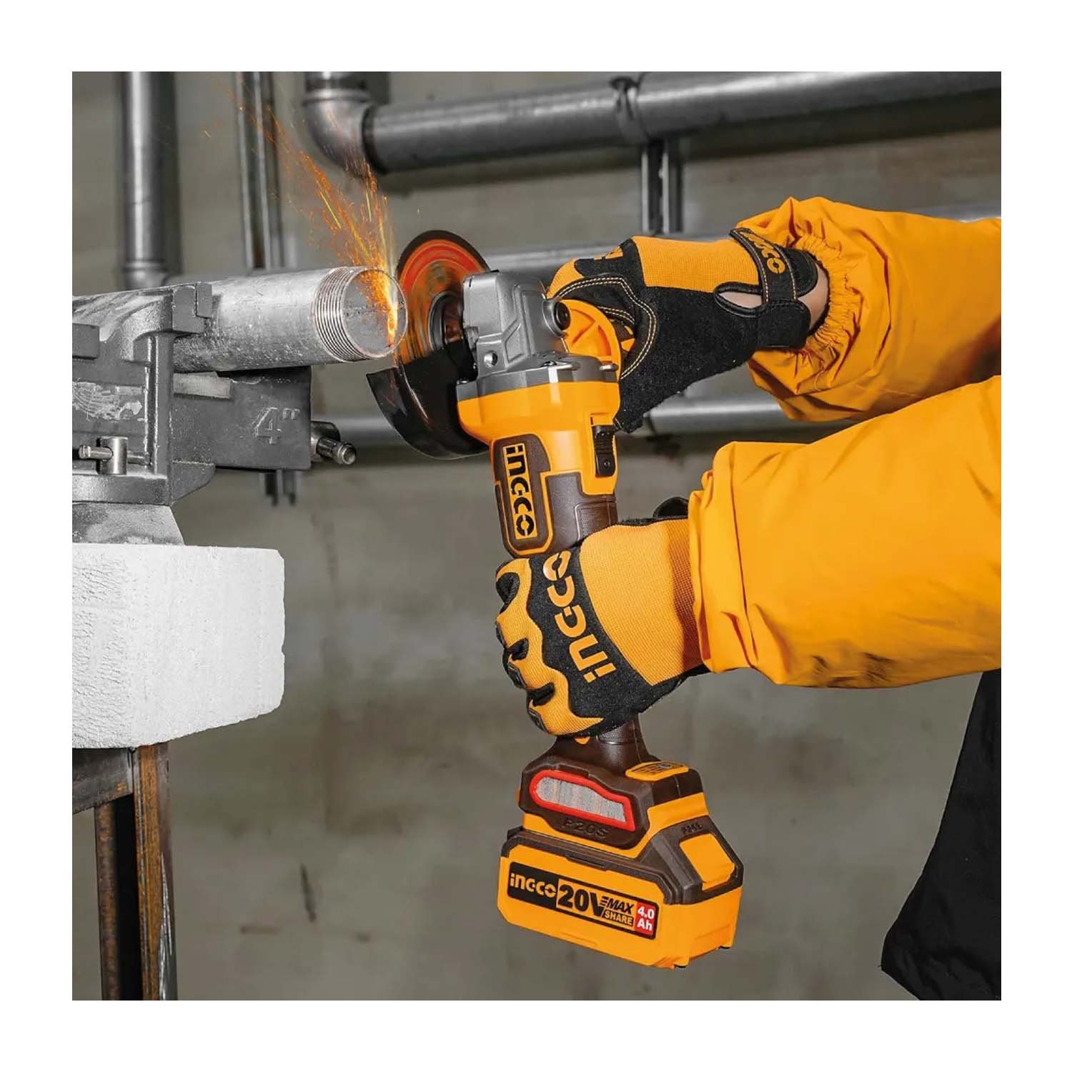 AMOLADORA BRUSHLESS INGCO 20V 900W 4 1/2» + BATERÍA 4.0AH - Image 7