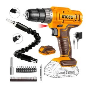 Taladro Atornillador 12 V INGCO + Batería + 21 Accesorios