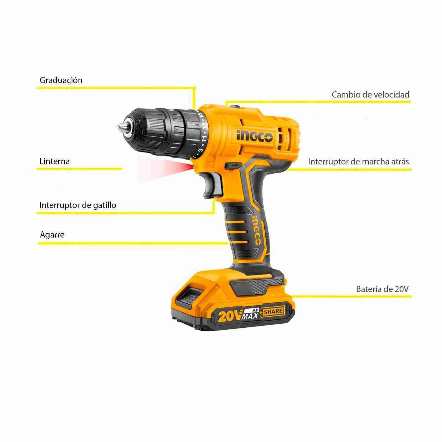 Amoladora Angular + Taladro Atornillador 20 V INGCO — vista 4