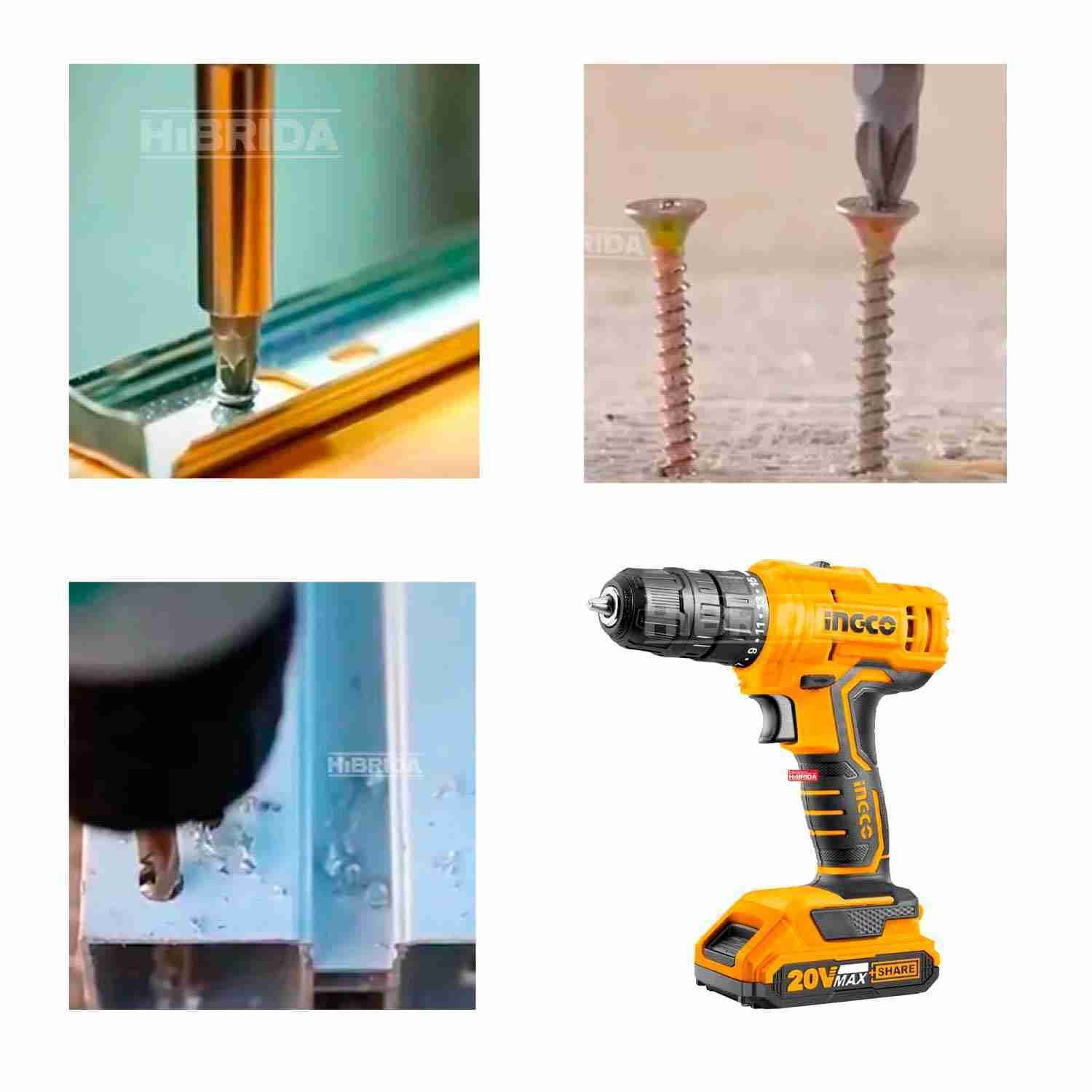 Taladro Atornillador 20 V INGCO + 21 Accesorios — vista 2