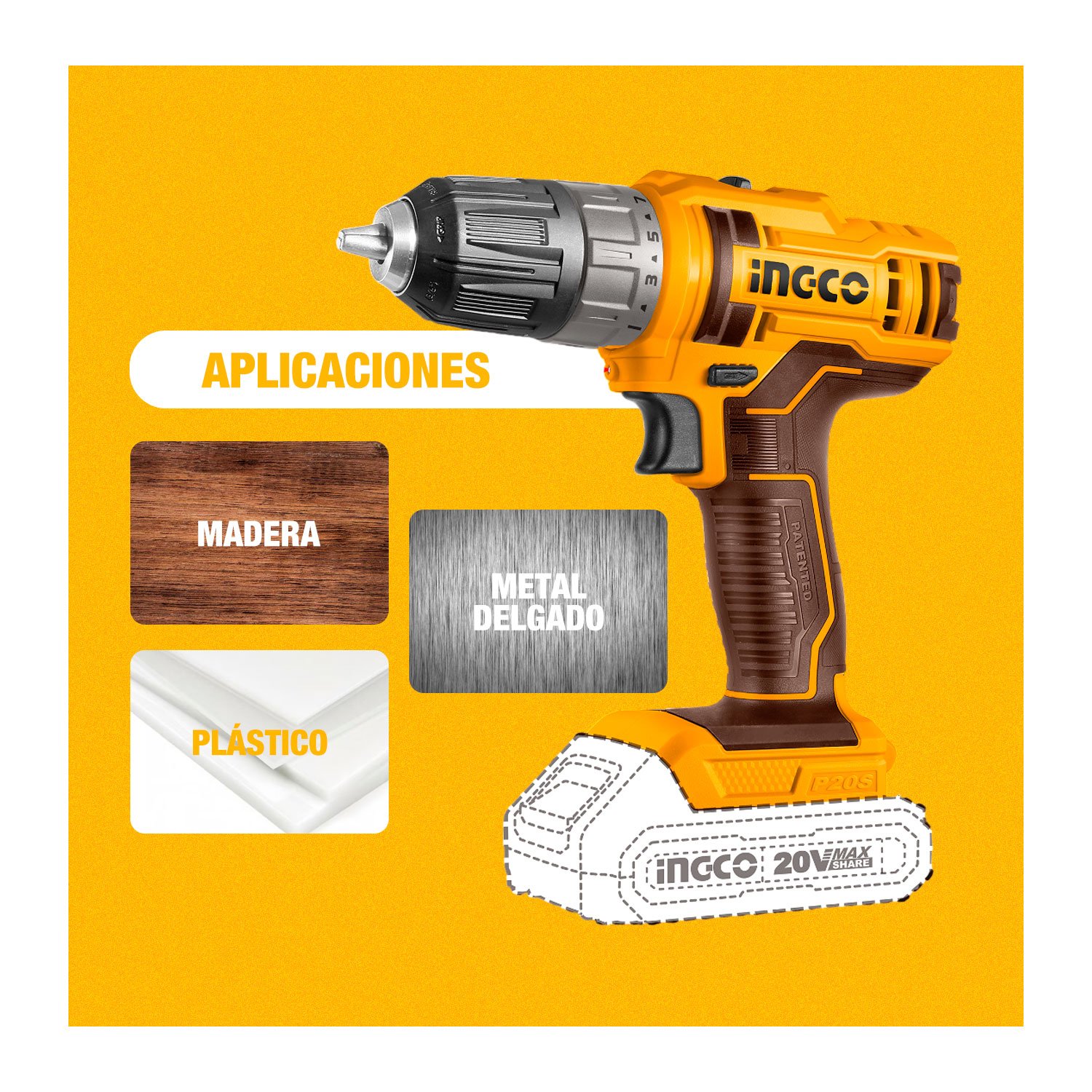 Taladro Atornillador 20 V + Chaleco Portaherramientas + 1 Batería 2.0 Ah — vista 5