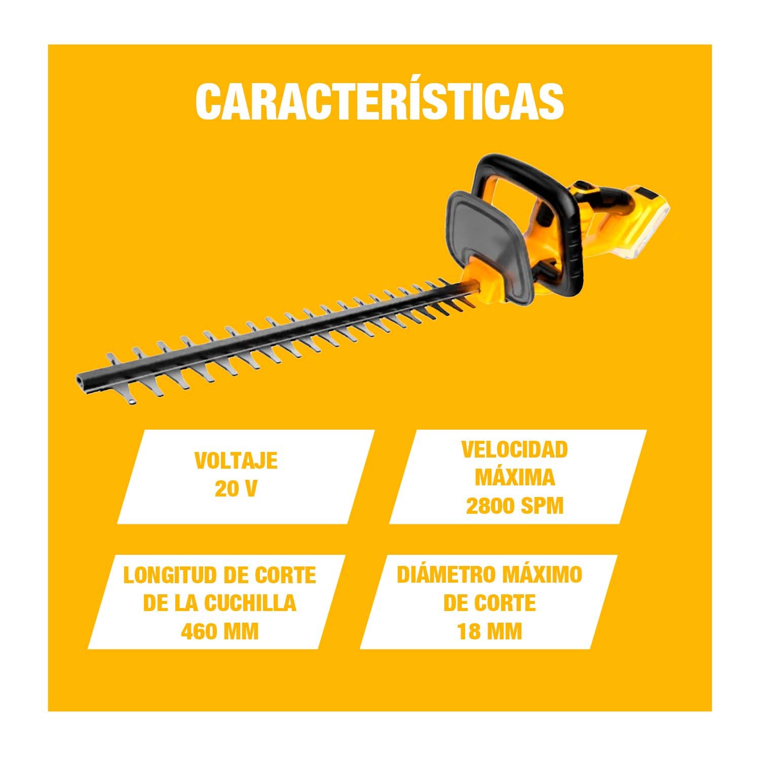 CORTASETOS 20V INALÁMBRICO INGCO CHTLI20018 JARDINERÍA AMARILLO - Image 3