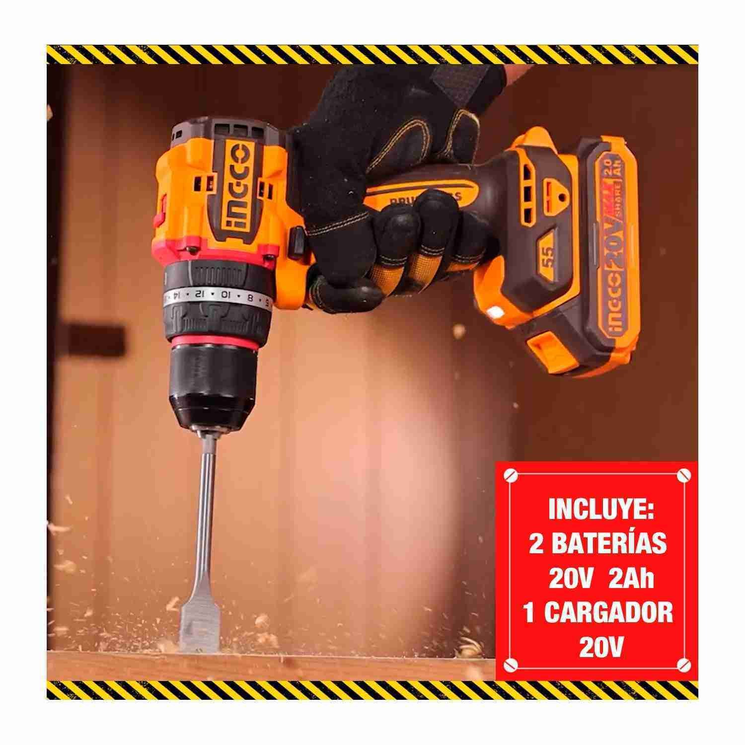 Atornillador Percutor Compact 20v 2baterías + Cargador Brushless Ingco - Image 2