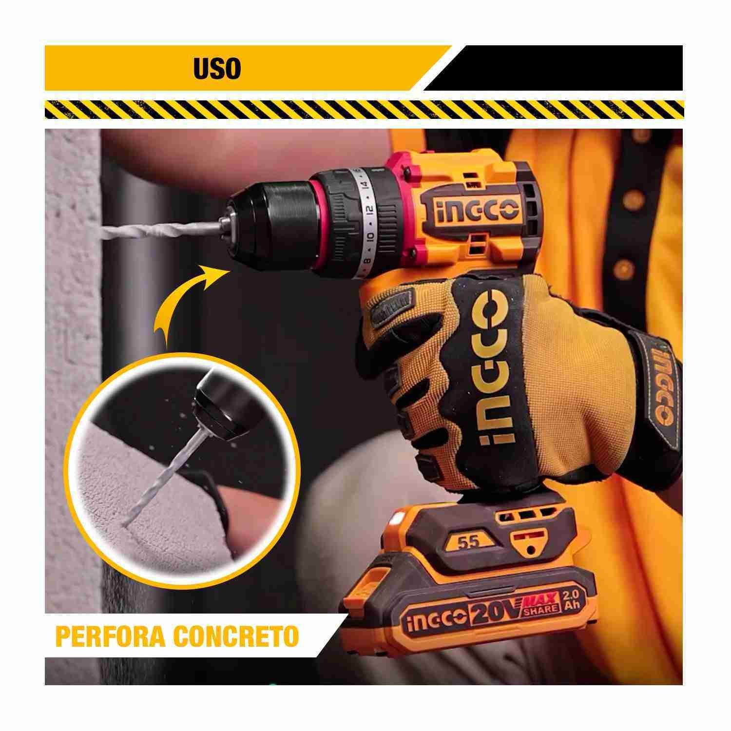 Atornillador Percutor Compact 20v 2baterías + Cargador Brushless Ingco - Image 5