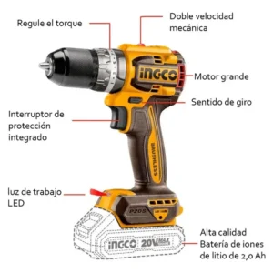 Atornillador 20 V Percutor Compact 13 mm INGCO