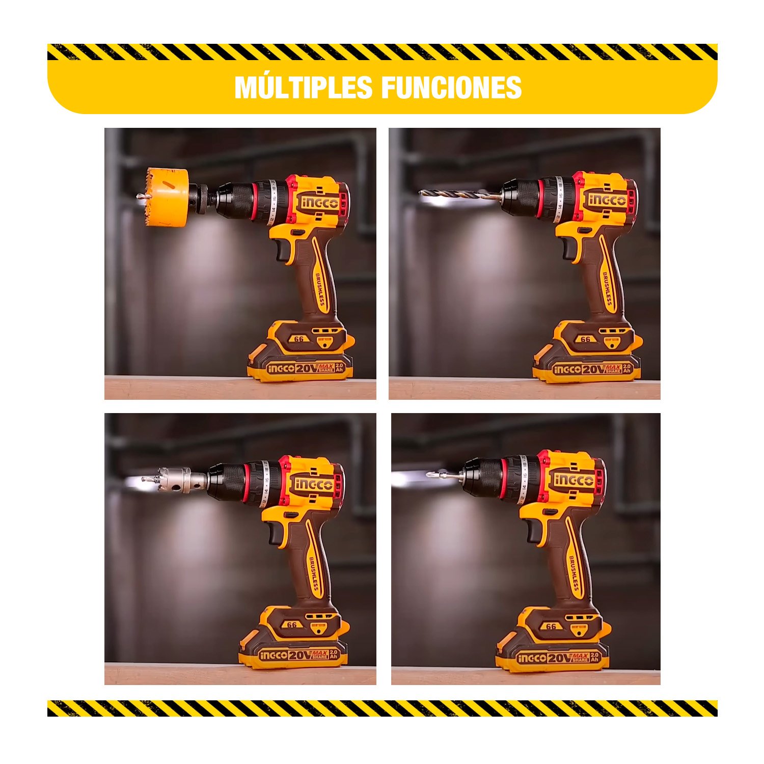 Taladro Percutor 66Nm Inalámbrico 20v Brushless 2velocidades - Image 8
