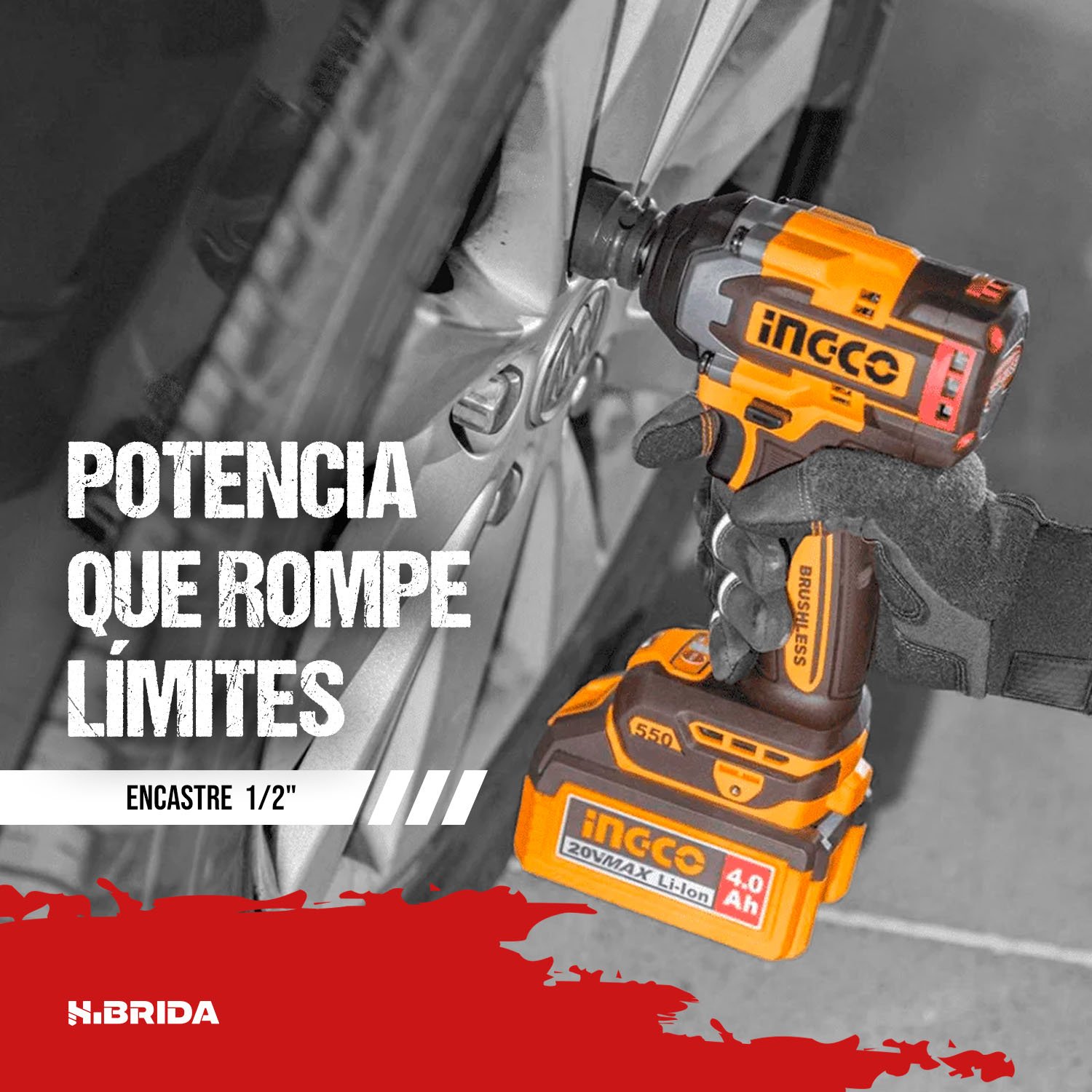 Llave De Impacto 20v Brushless 550nm 1/2 + 2 Baterías 4.0ah - Image 4