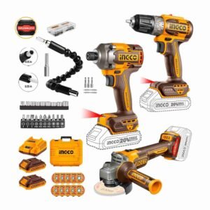 Combo Brushless Taladro + Atornillador + Amoladora 20 V INGCO