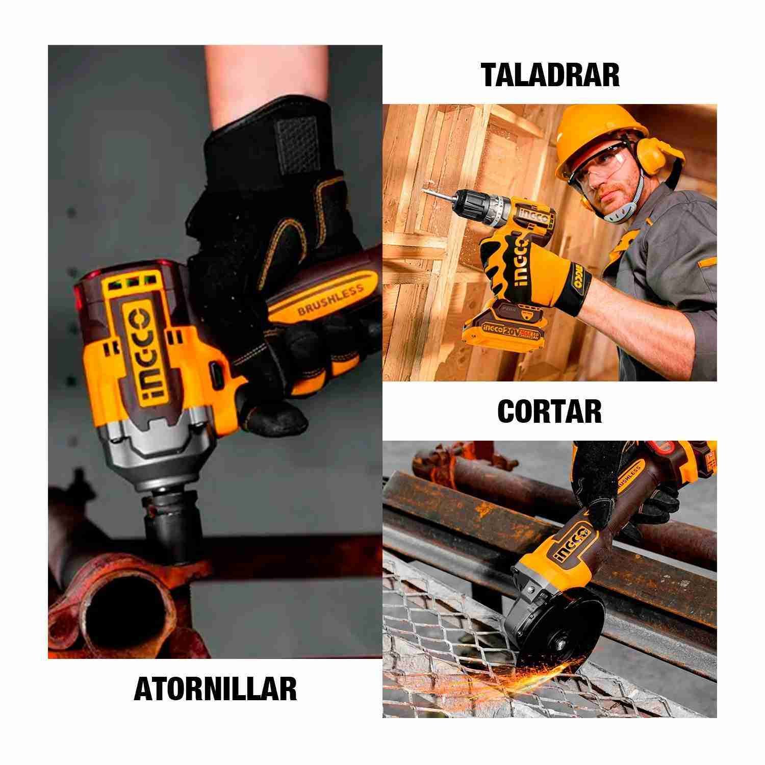 Combo Brushless Taladro + Atornillador + Amoladora 20 V INGCO — vista 9