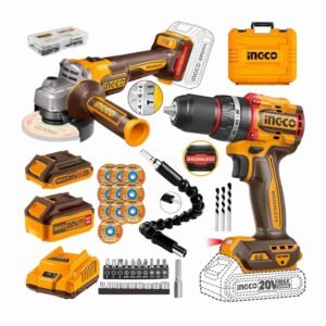 Taladro Percutor Brushless + Amoladora Angular 4 1/2+21 Accsesorios