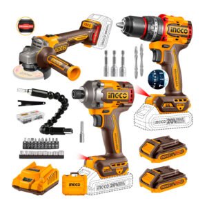 Taladro Percutor 66 Nm + Taladro de Impacto + Amoladora 115 mm