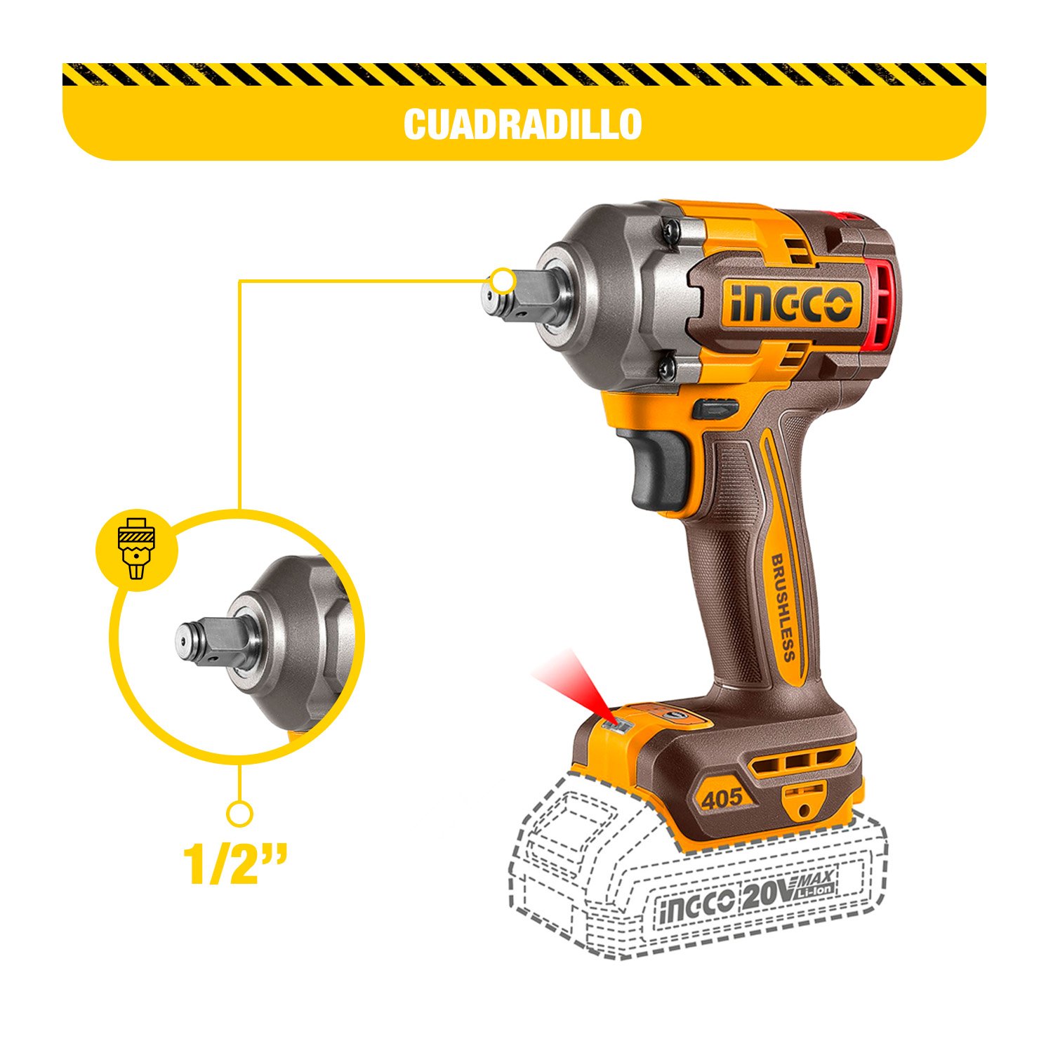Llave De Impacto 405 Nm+taladro Percutor 66 Nm+extensor -INGCO — vista 8