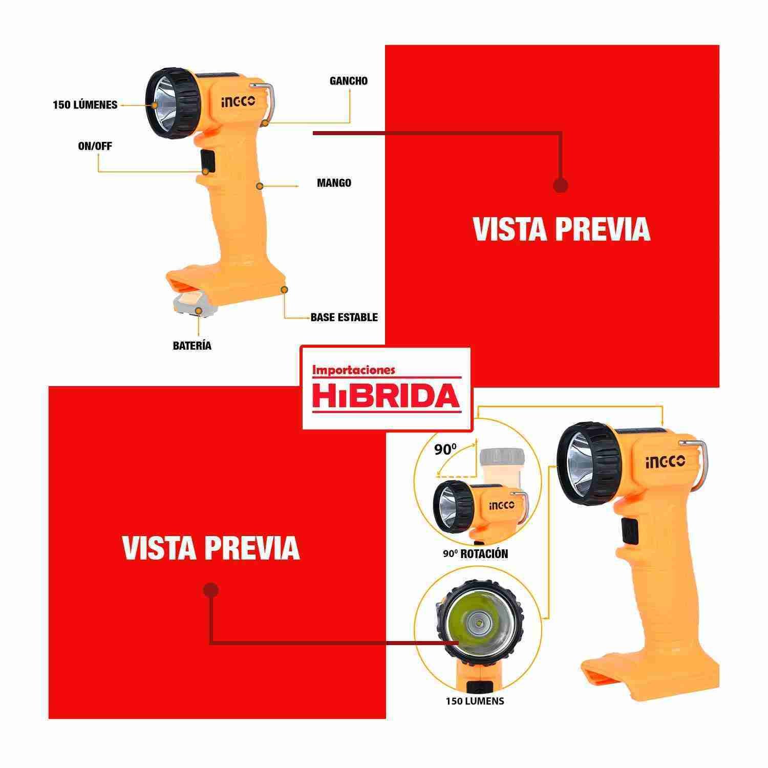 Taladro Atornillador + Amoladora + Linterna INGCO + Puntas — vista 8