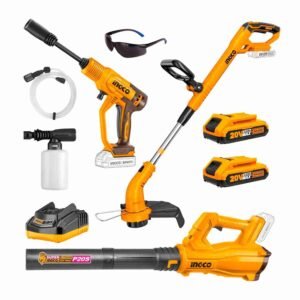 Cortacésped + Hidrolavadora + Soplador 20 V INGCO + 2 Baterías
