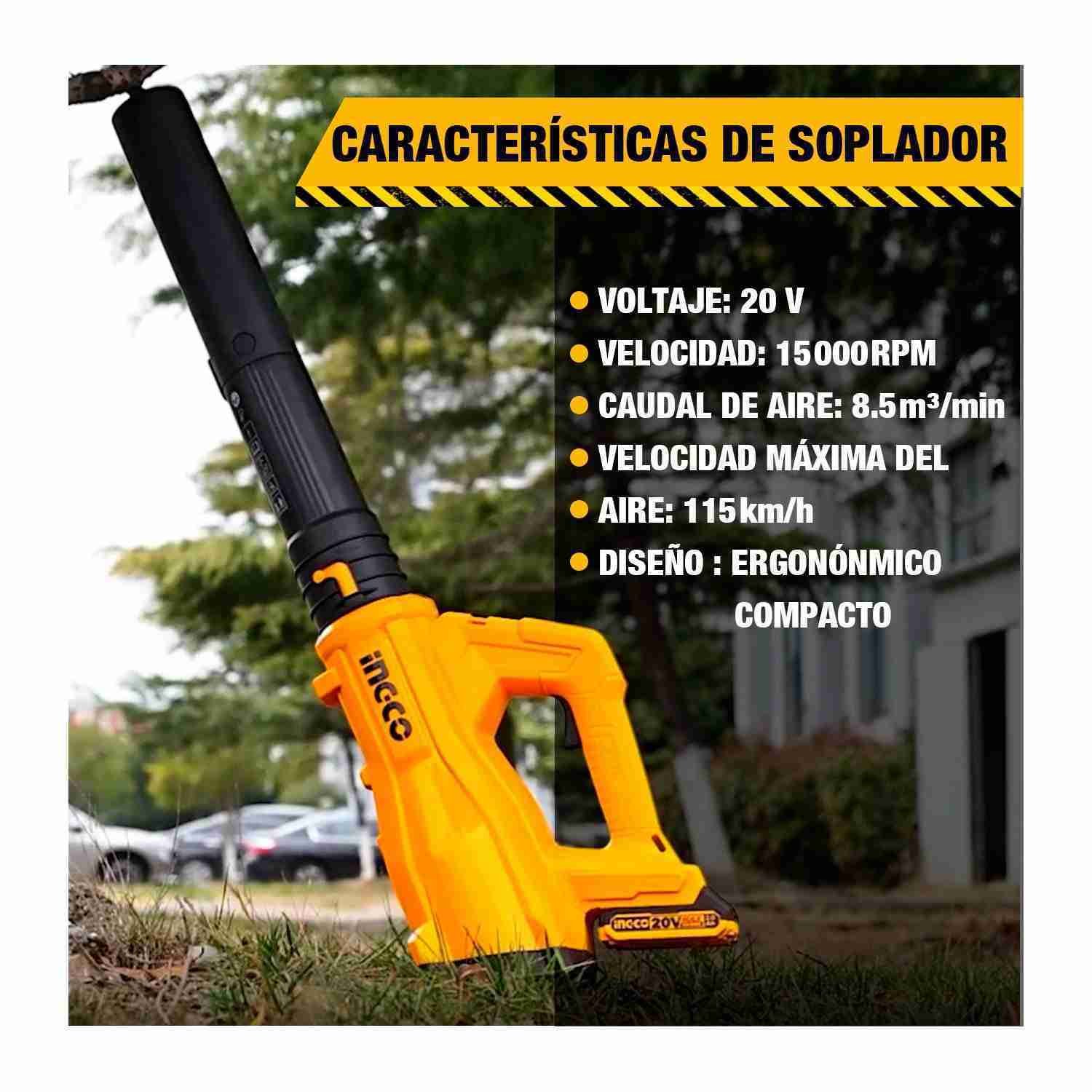 Cortacésped + Hidrolavadora + Soplador 20 V INGCO + 2 Baterías — vista 3