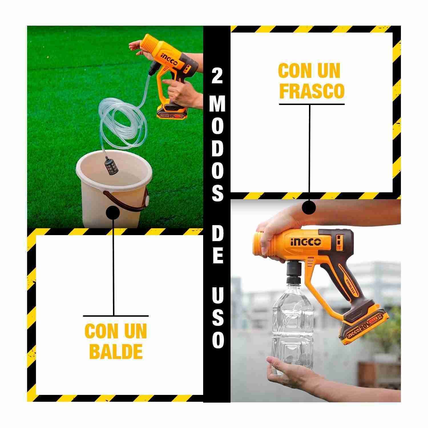 Cortacésped + Hidrolavadora + Soplador 20 V INGCO + 2 Baterías — vista 6