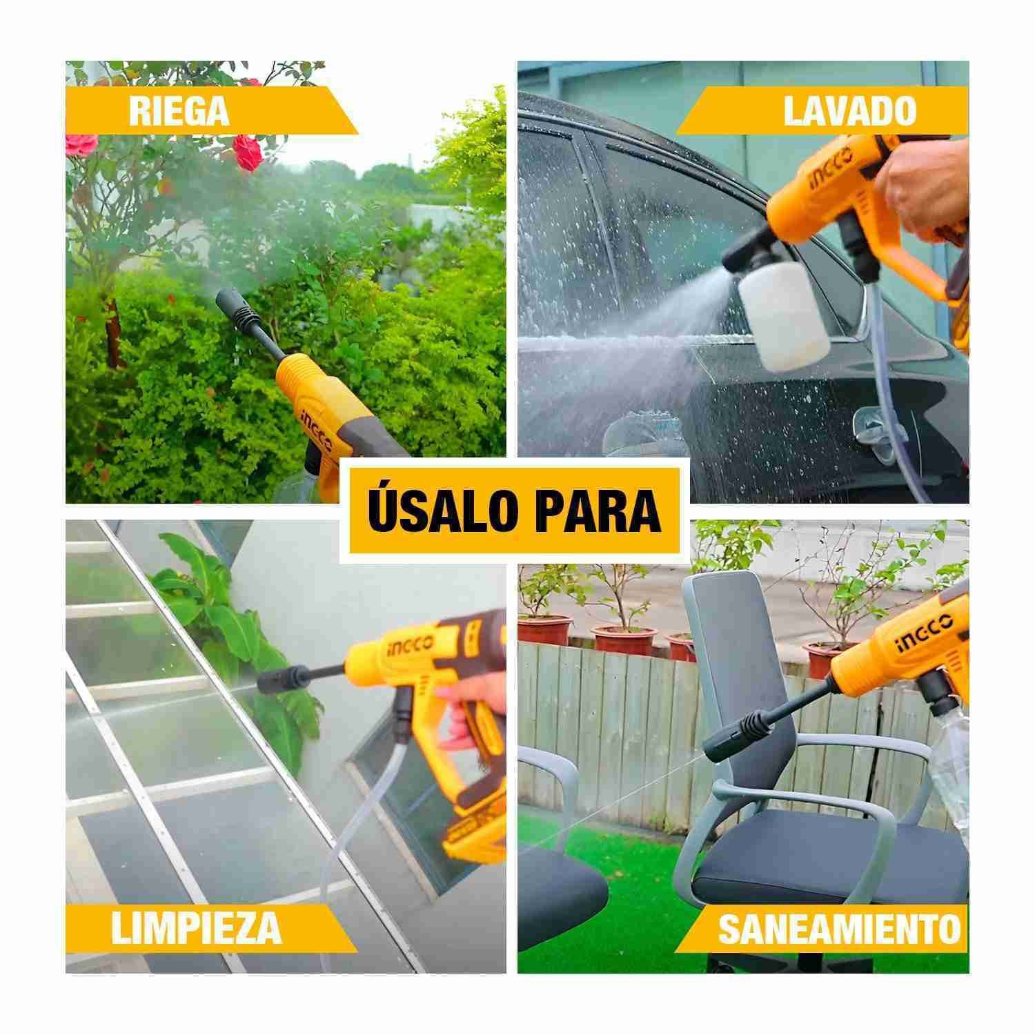 Cortacésped + Hidrolavadora + Soplador 20 V INGCO + 2 Baterías — vista 7