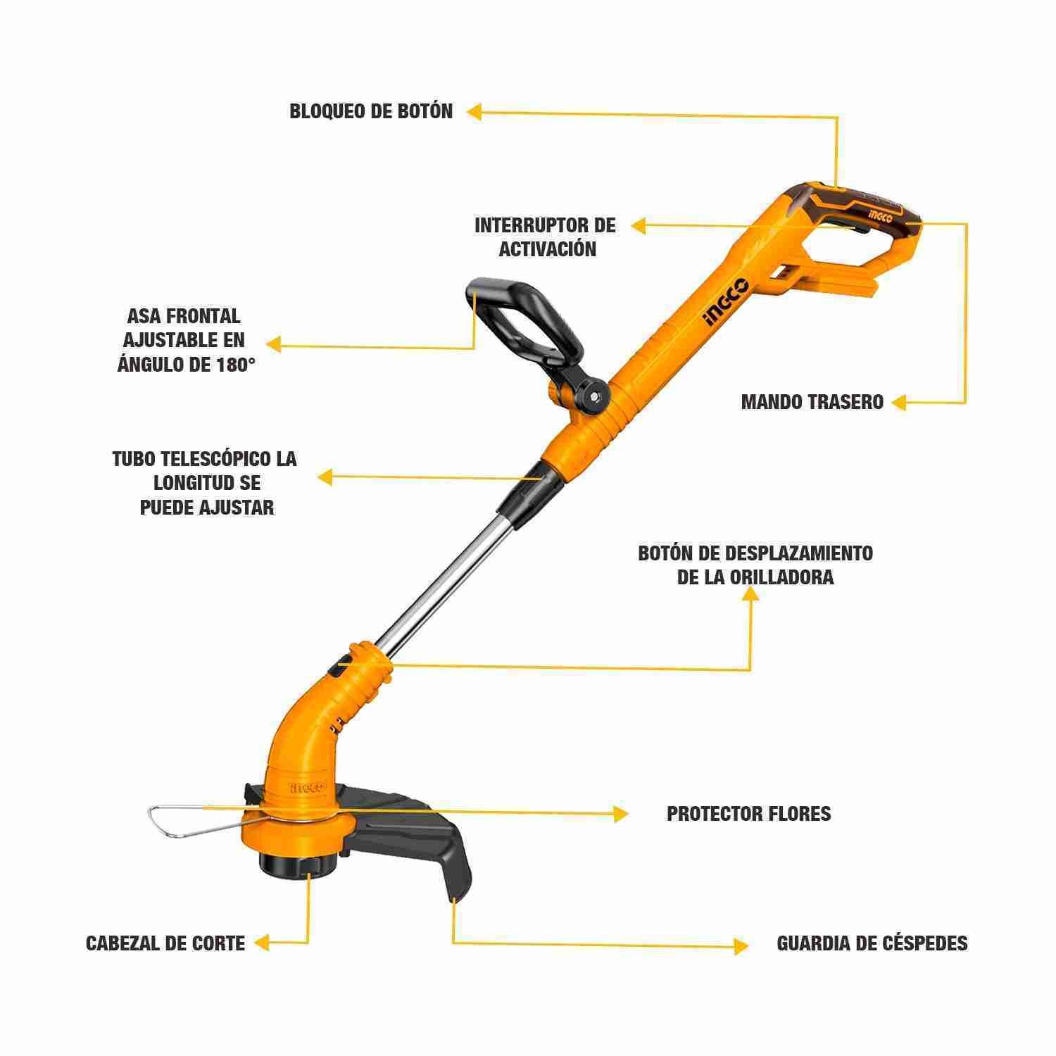 Cortacésped + Hidrolavadora + Soplador 20 V INGCO + 2 Baterías — vista 9