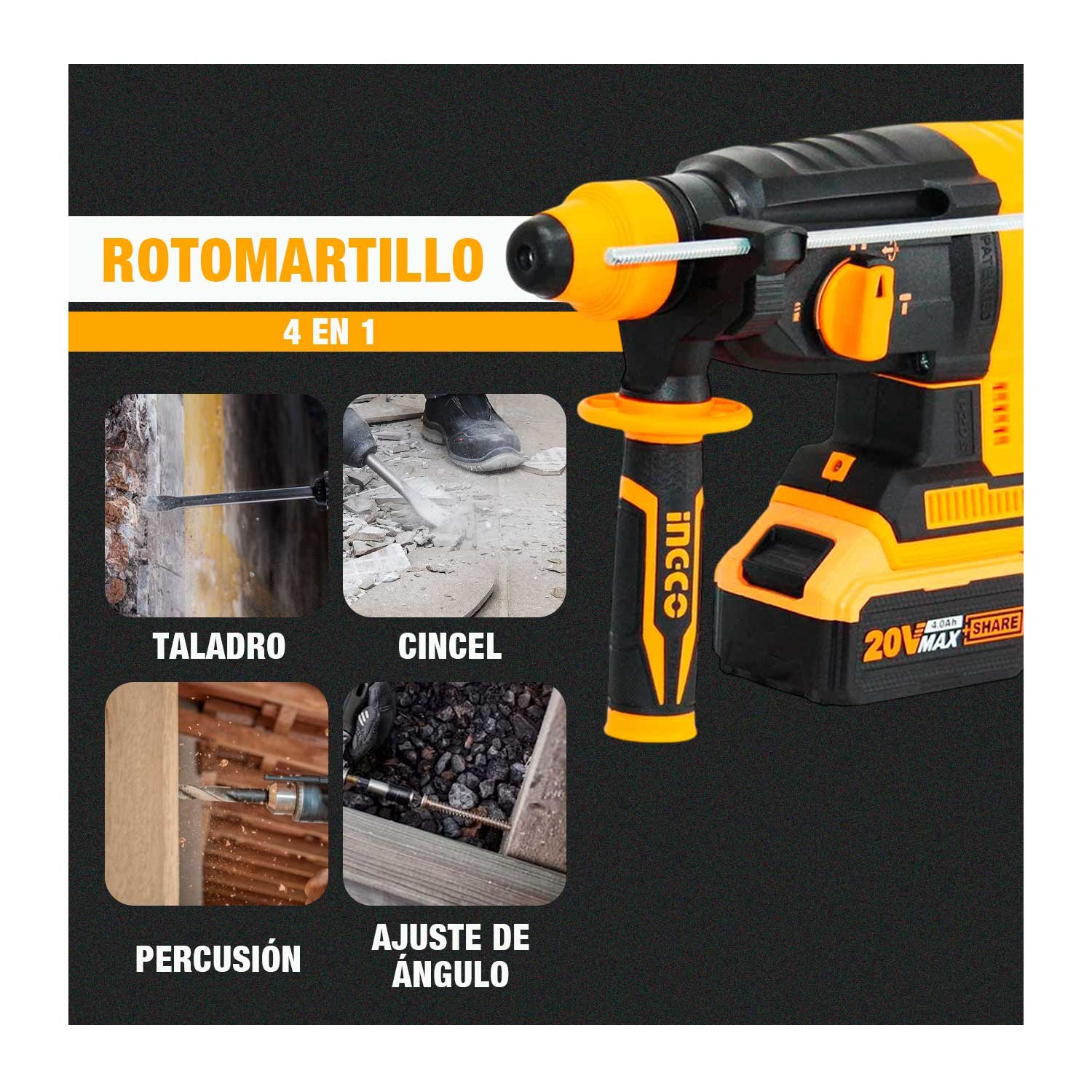 Kit Inalámbrico + Atornillador + Amoladora + Taladro + Accesorios - Image 3