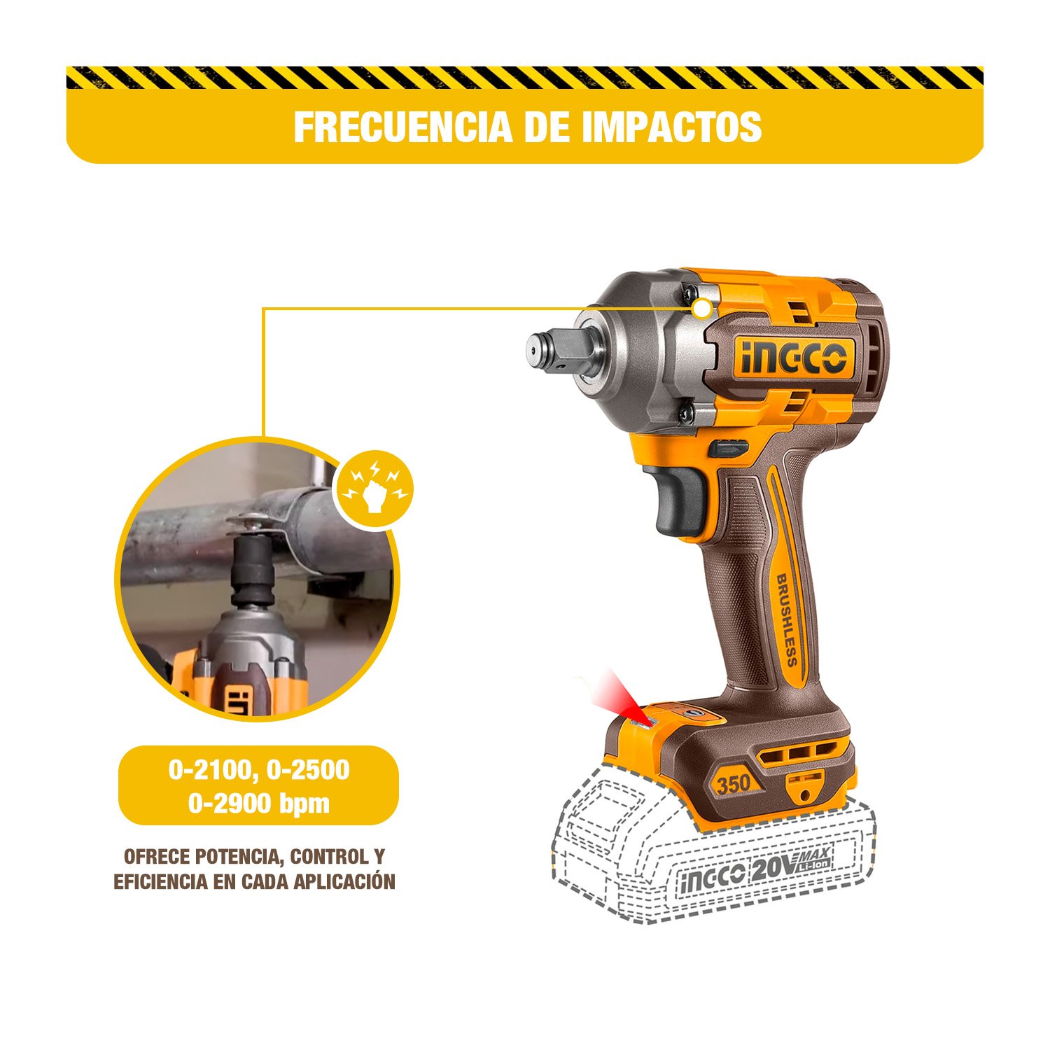 Amoladora 115 mm + Llave de Impacto 1/2» + Soplador 20 V — vista 4