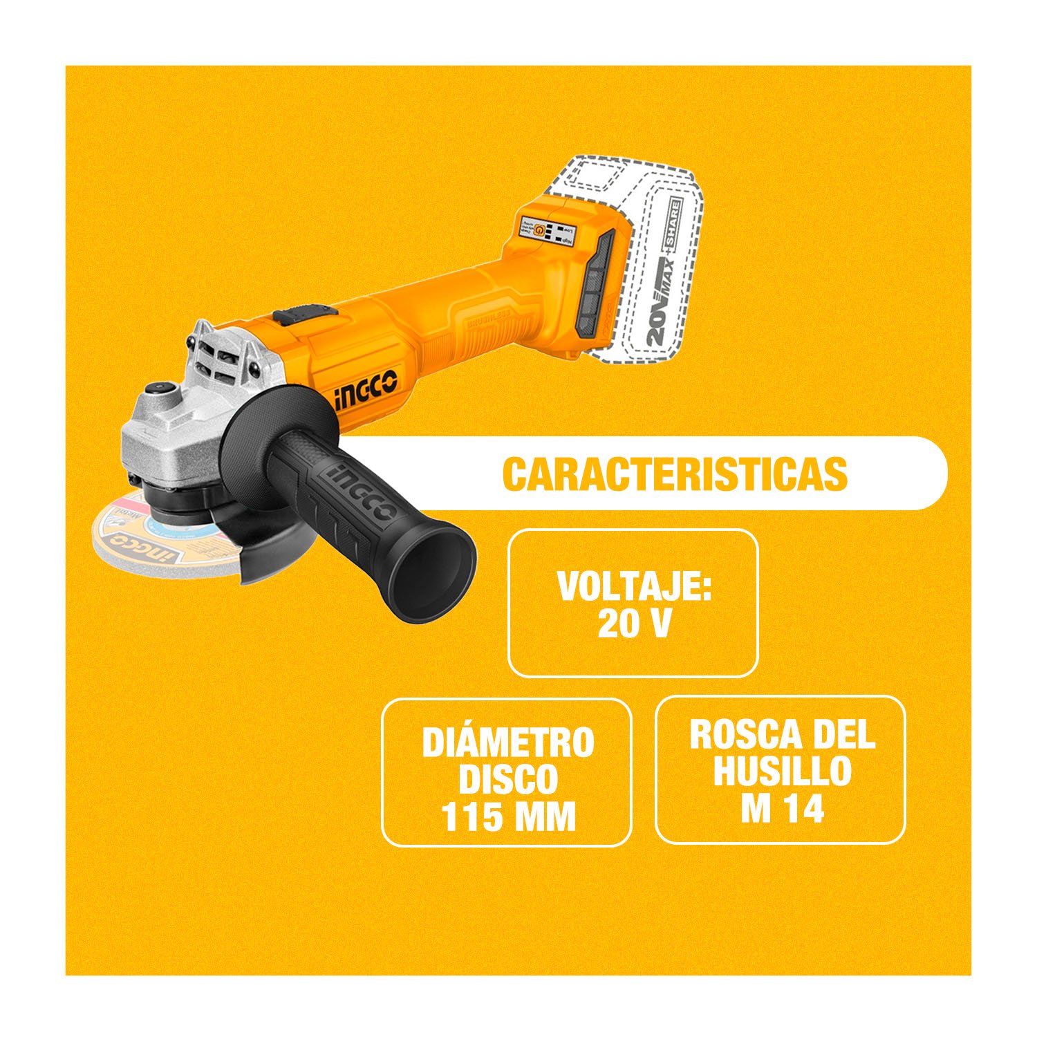 Amoladora 115 mm + Llave de Impacto 1/2» + Soplador 20 V — vista 8