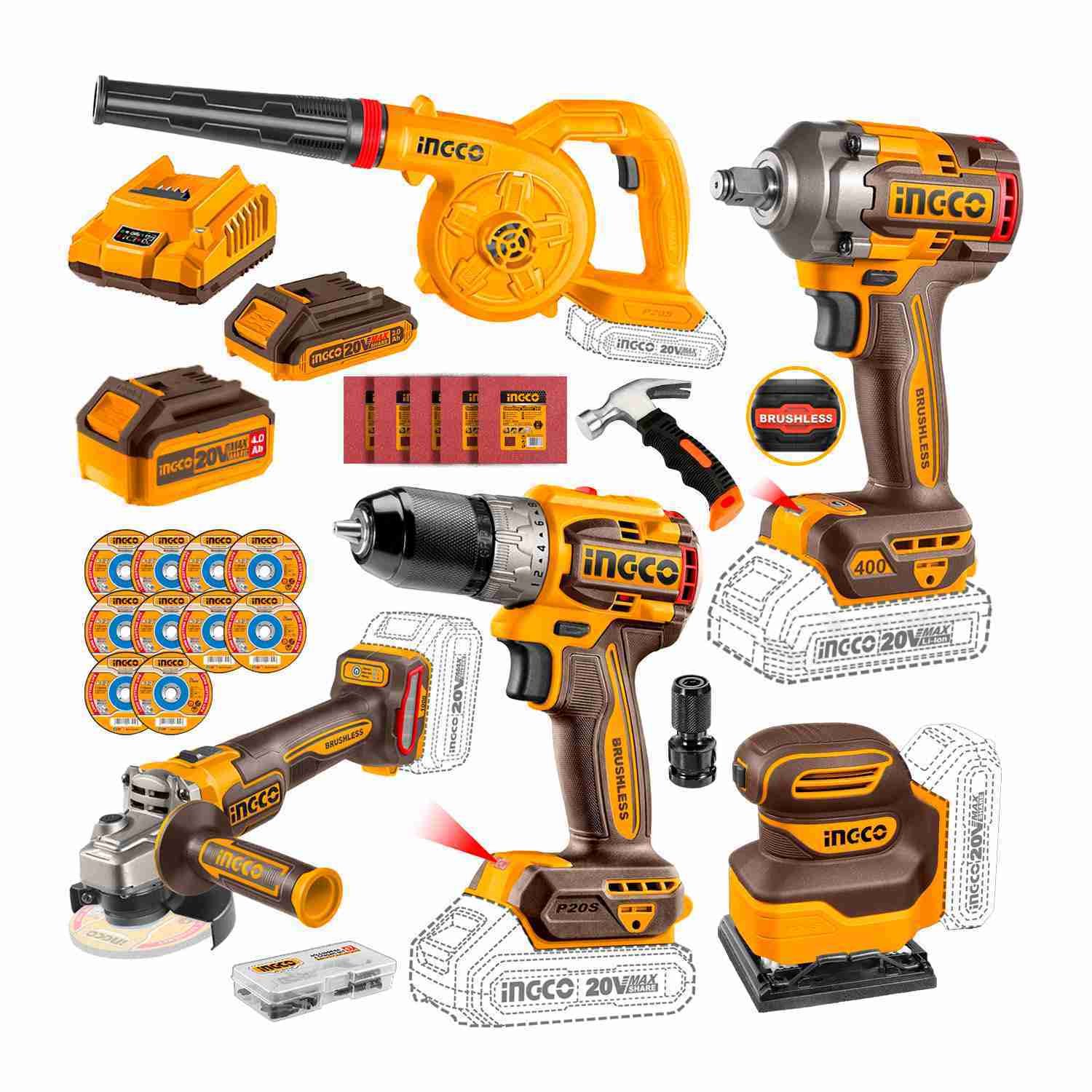 Kit Cosli241192+lijadora+llave Impacto40 Nm+mini Martillo+adaptador