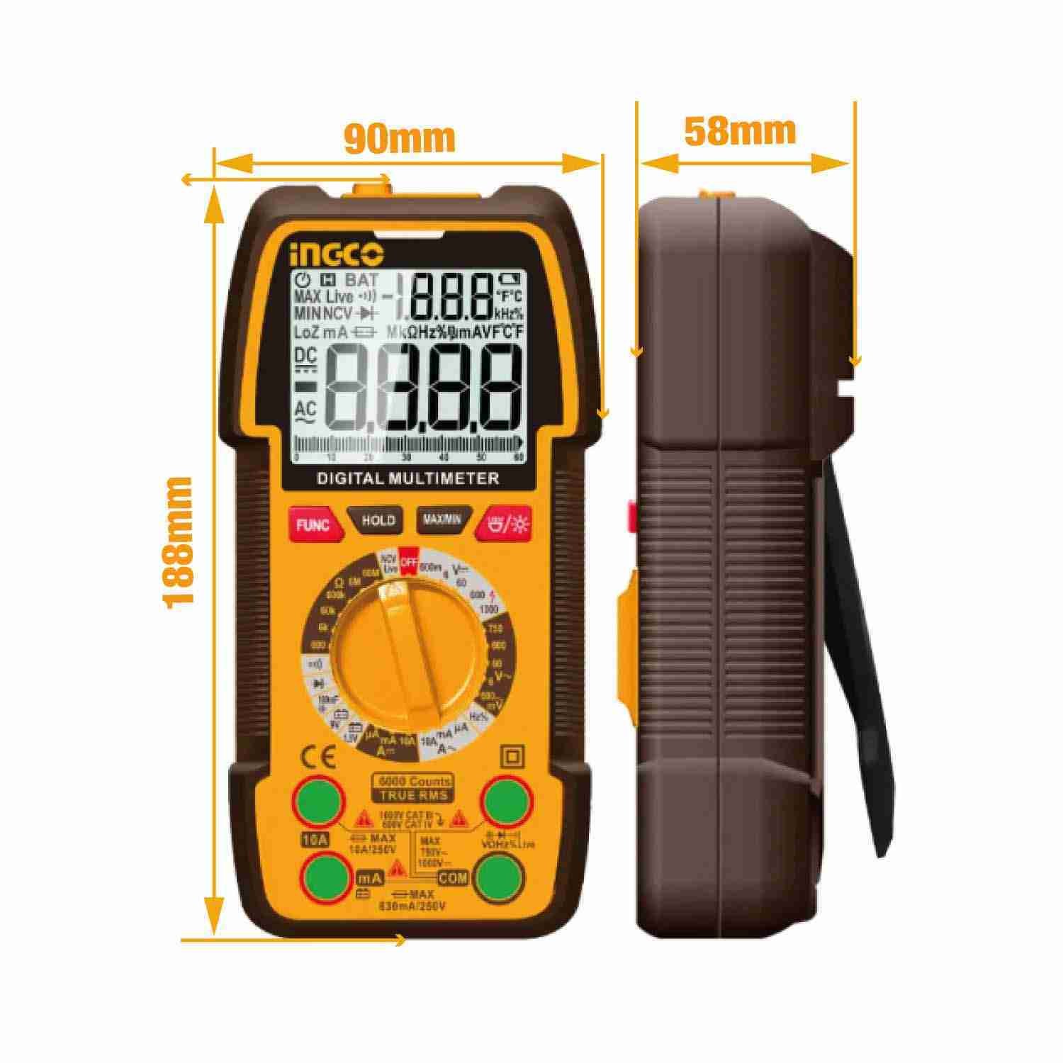 KIT AMPERÍMETRO +MULTÍMETRO DIGITAL + DETECTOR VOLTAJE INGCO - Image 6