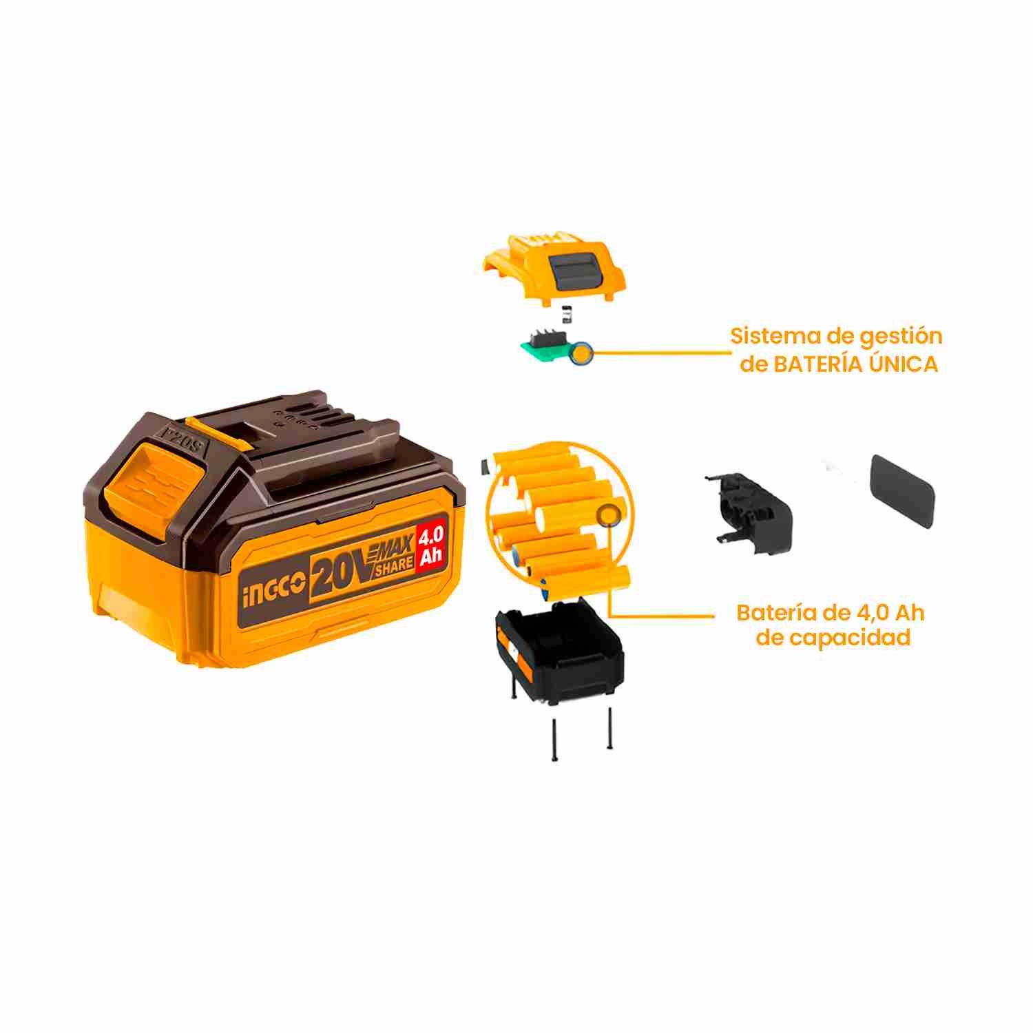 Set Bateria Litio 20 V 2 pcs Multiherramientas INGCO + Guantes — vista 5