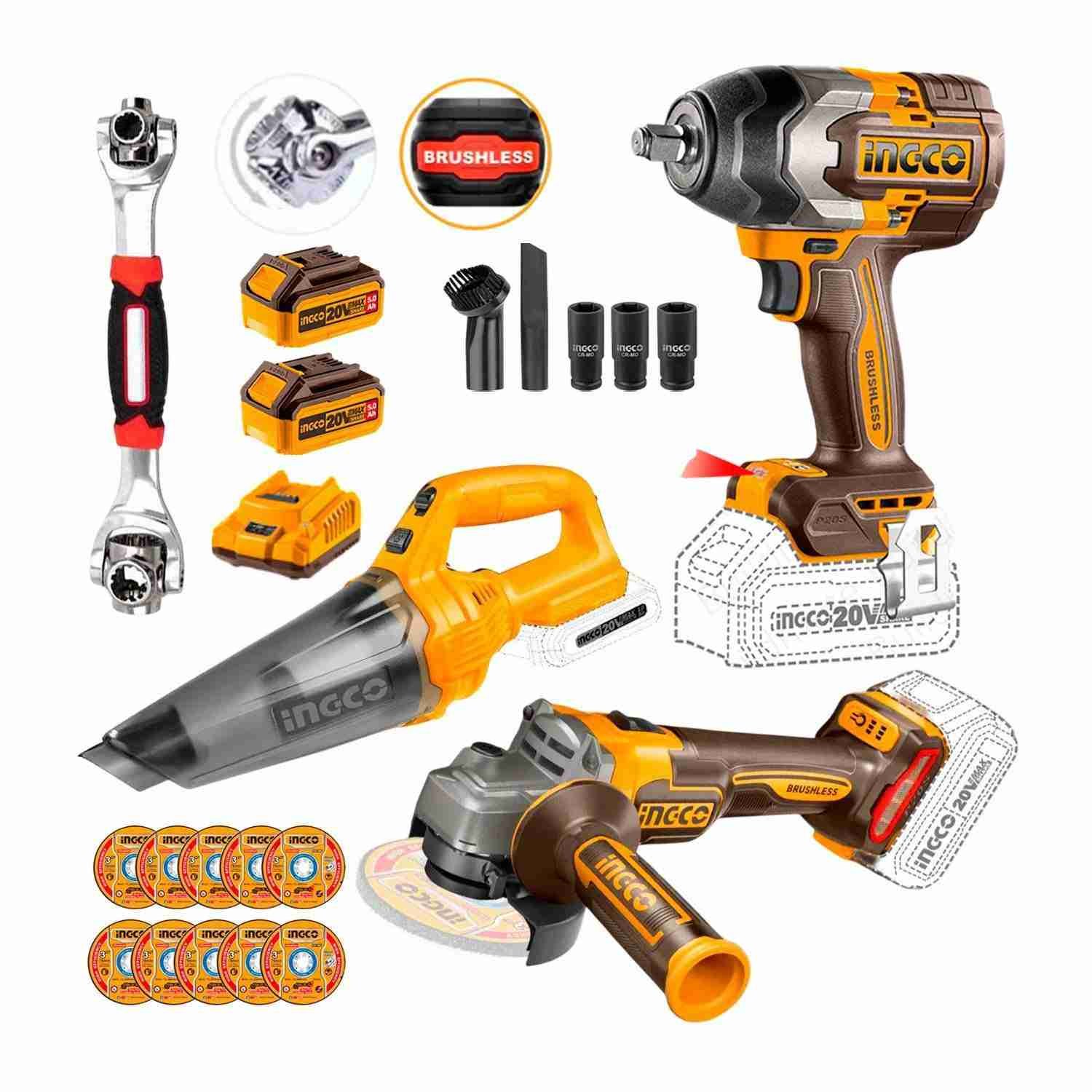 Amoladora 4 1/2 + Llave De Impacto + Aspiradora 20 V + 48in1 — vista 2