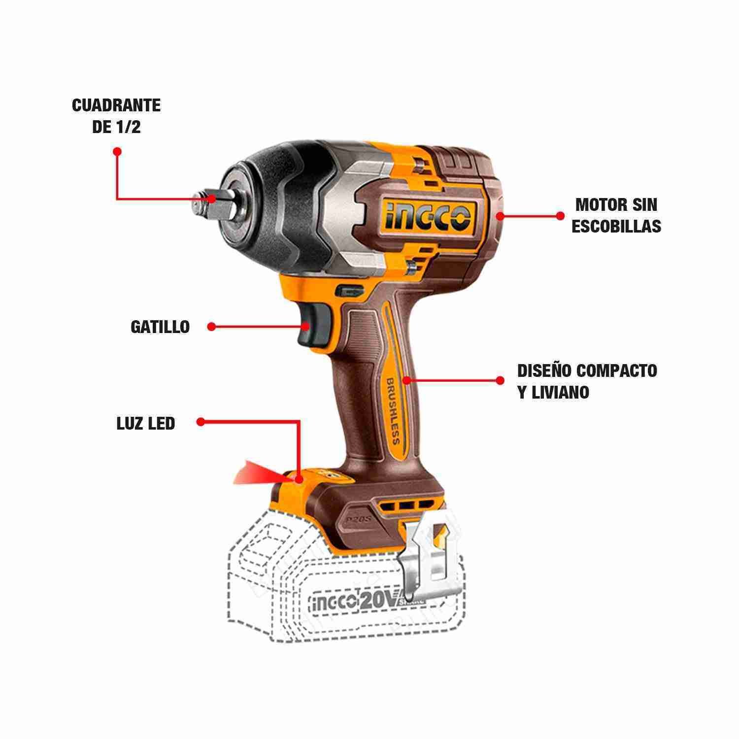 Amoladora 4 1/2 + Llave De Impacto + Aspiradora 20 V + 48in1 — vista 7