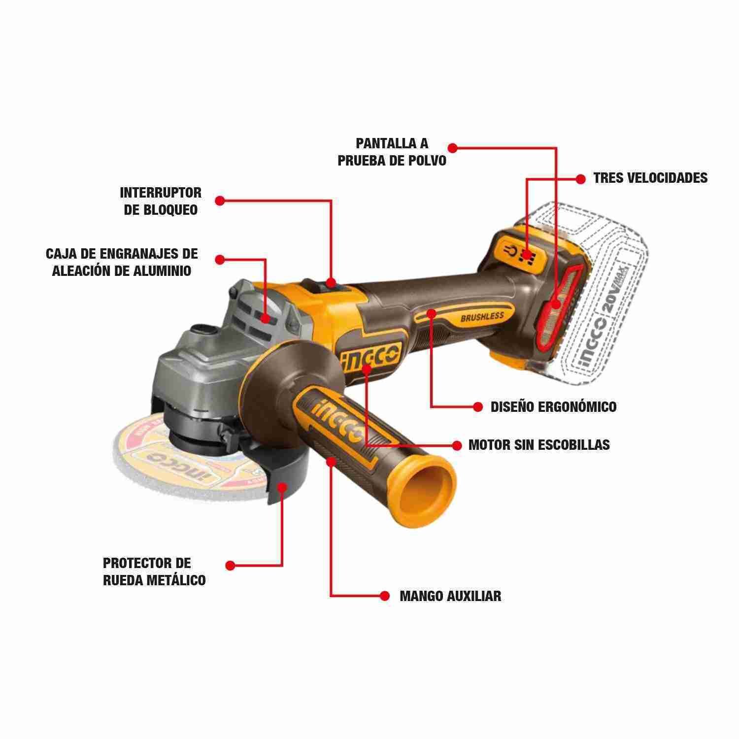 Amoladora 4 1/2 + Llave De Impacto + Aspiradora 20 V + 48in1 — vista 8