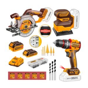 Combo Taladro Percutor 66nm + Sierra Circular + Lijadora 20v