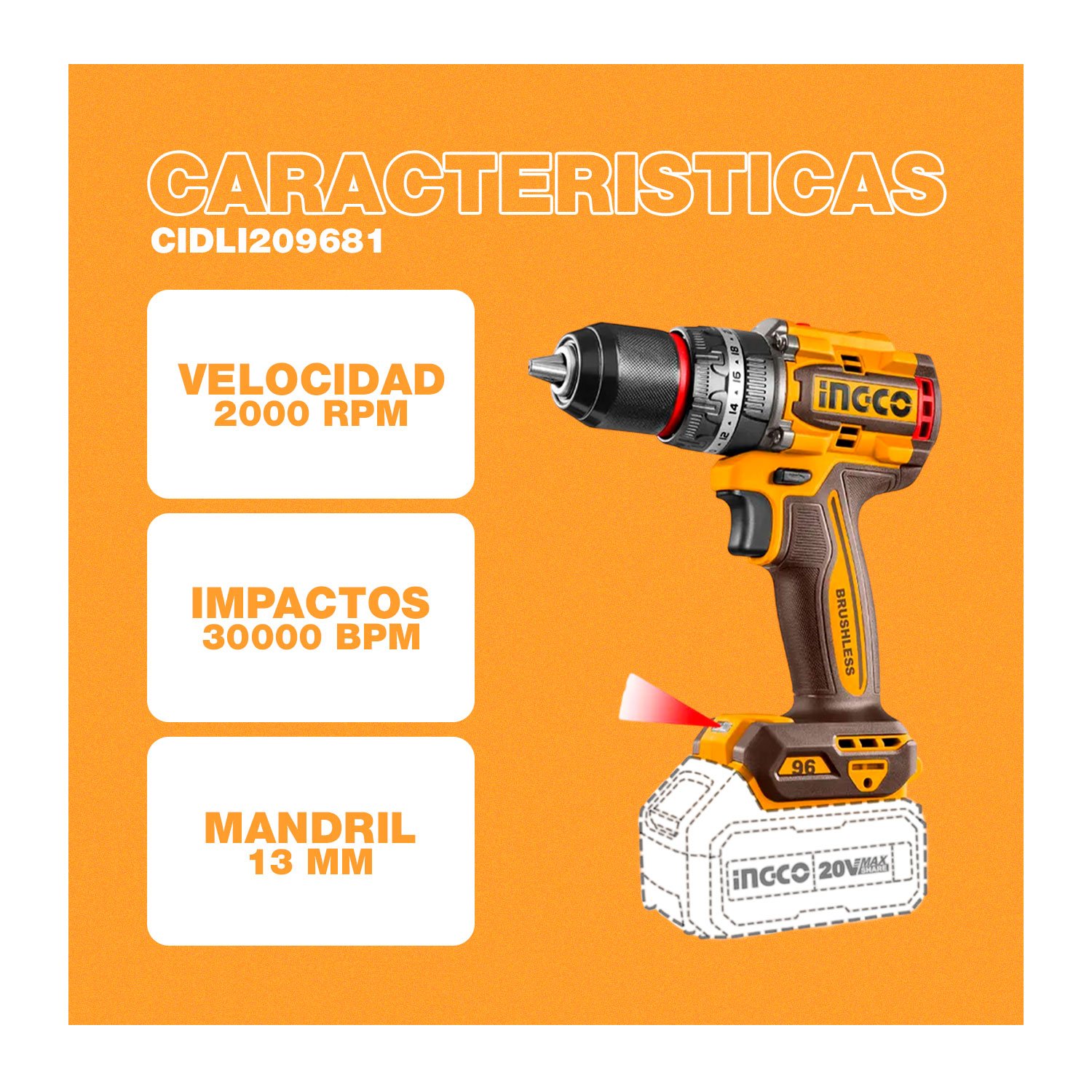 Combo Taladro Percutor + Llave De Impacto + 2bats + Accs — vista 3