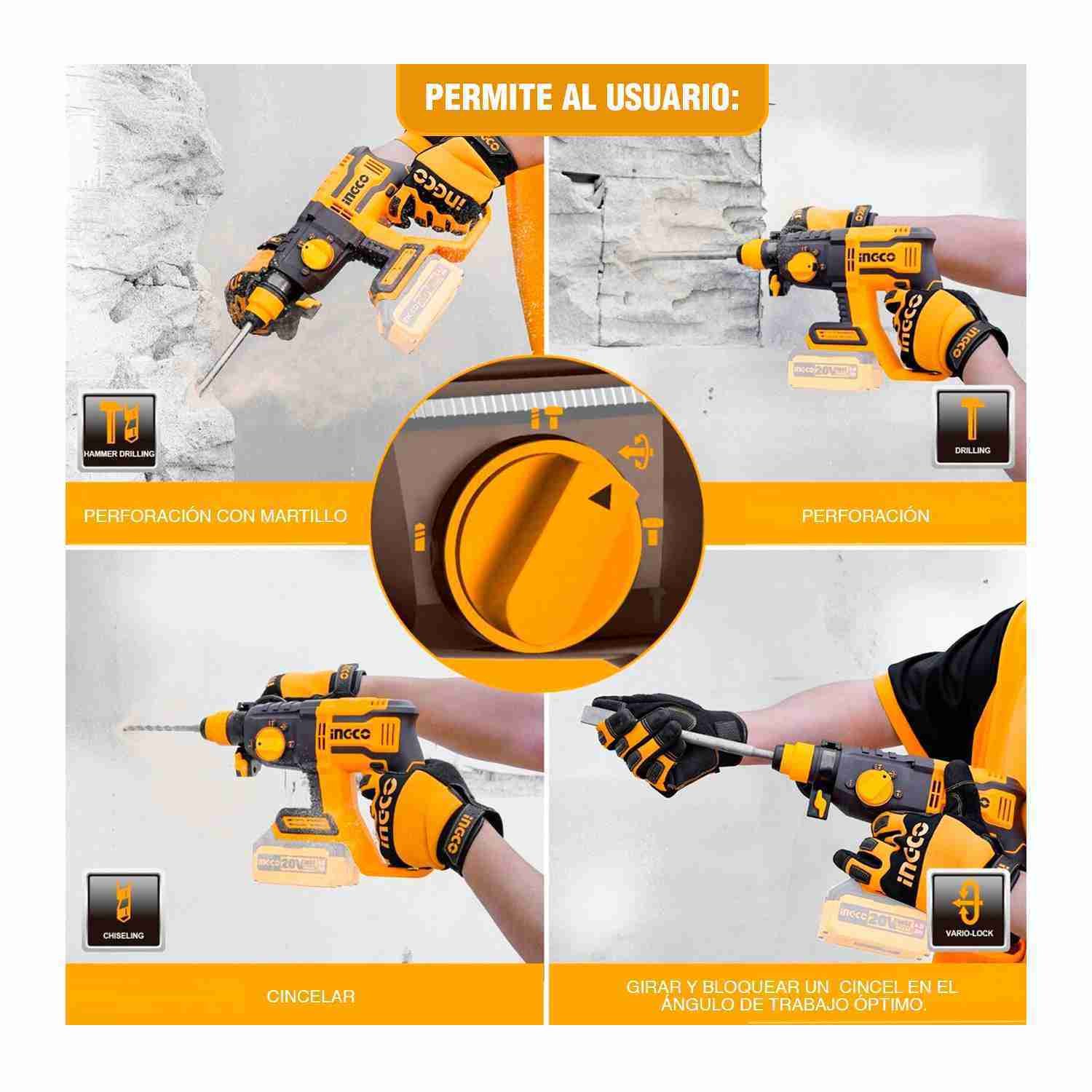 Rotomartillo 20 V Sds Plus 2 Joule Demoledora Brushless INGCO — vista 4