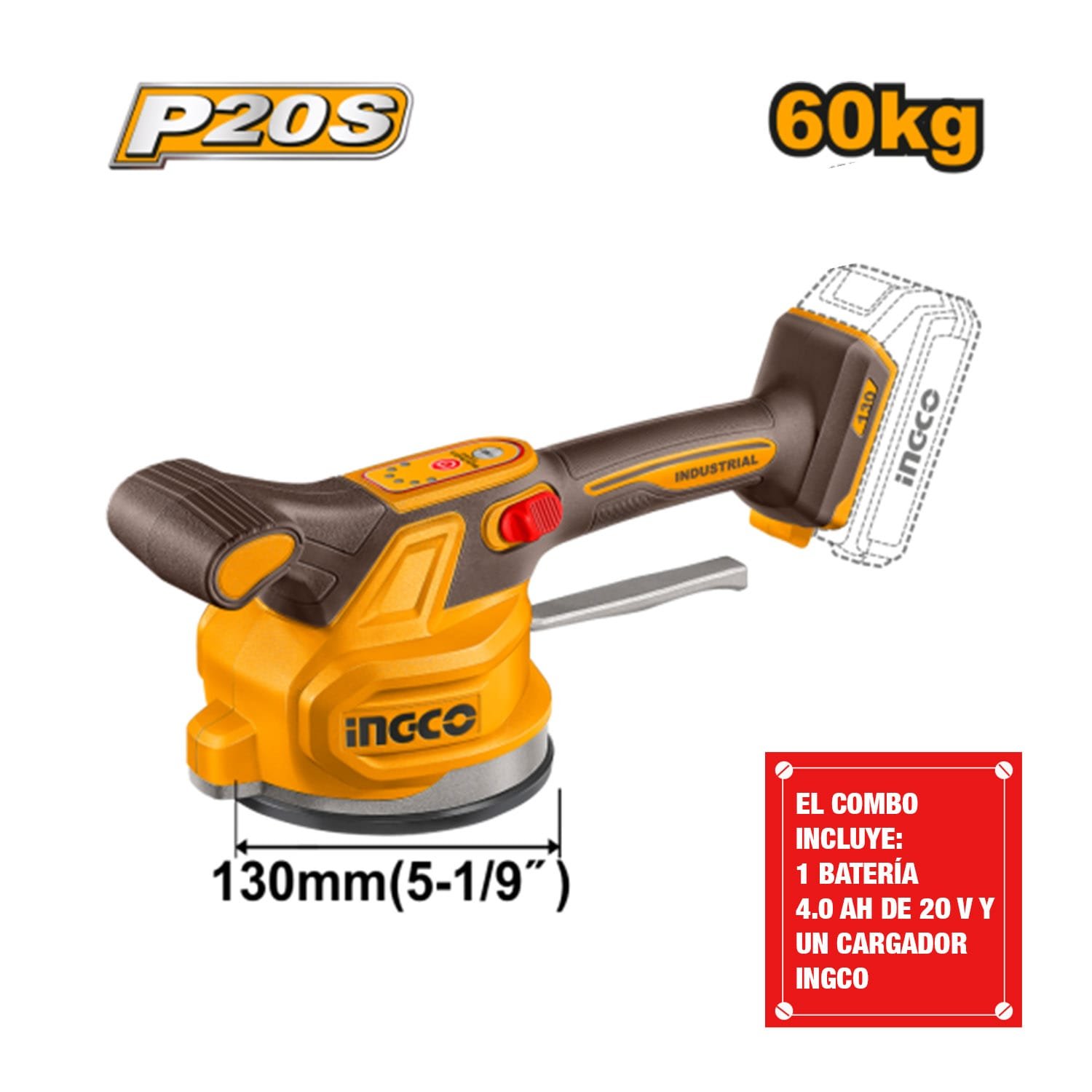 Amoladora Inalámbrica Brushless +Vibradora Mayólica 20 V 1BAT — vista 2