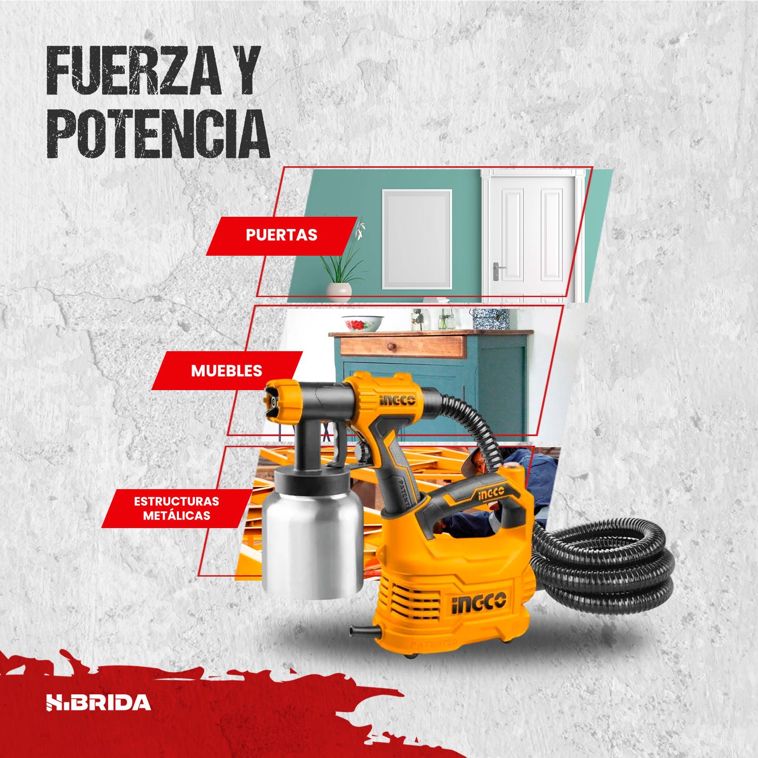 Lijadora De Pared 1050 W + Pistola De Pintar 550 W INGCO — vista 8