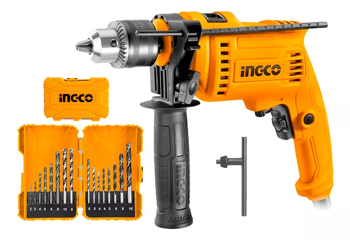 Taladro Percutor 680 W + Set Brocas Madera Metal Concreto
