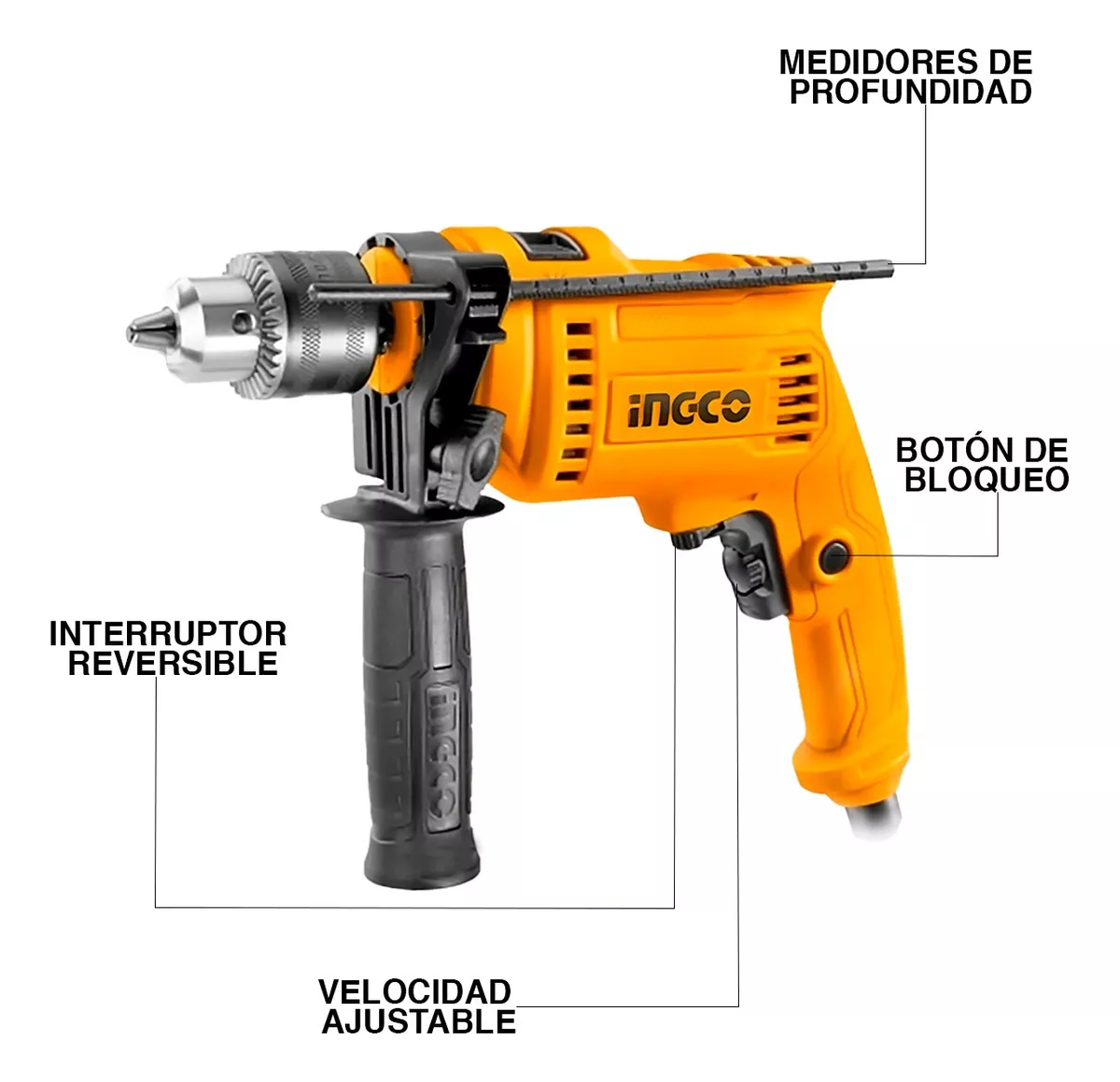 Taladro Percutor 680 W + Set Brocas Madera Metal Concreto — vista 4