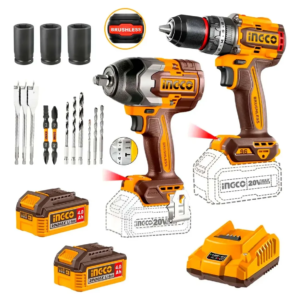 Combo Taladro Percutor + Llave De Impacto + 2bats + Accs