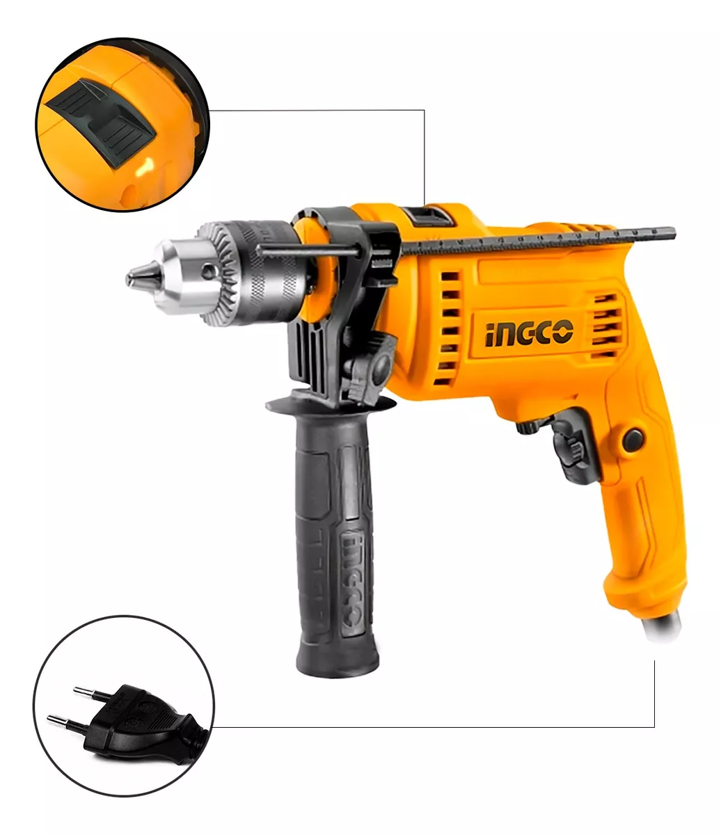 Taladro Percutor 680 W + Set Brocas Madera Metal Concreto — vista 5